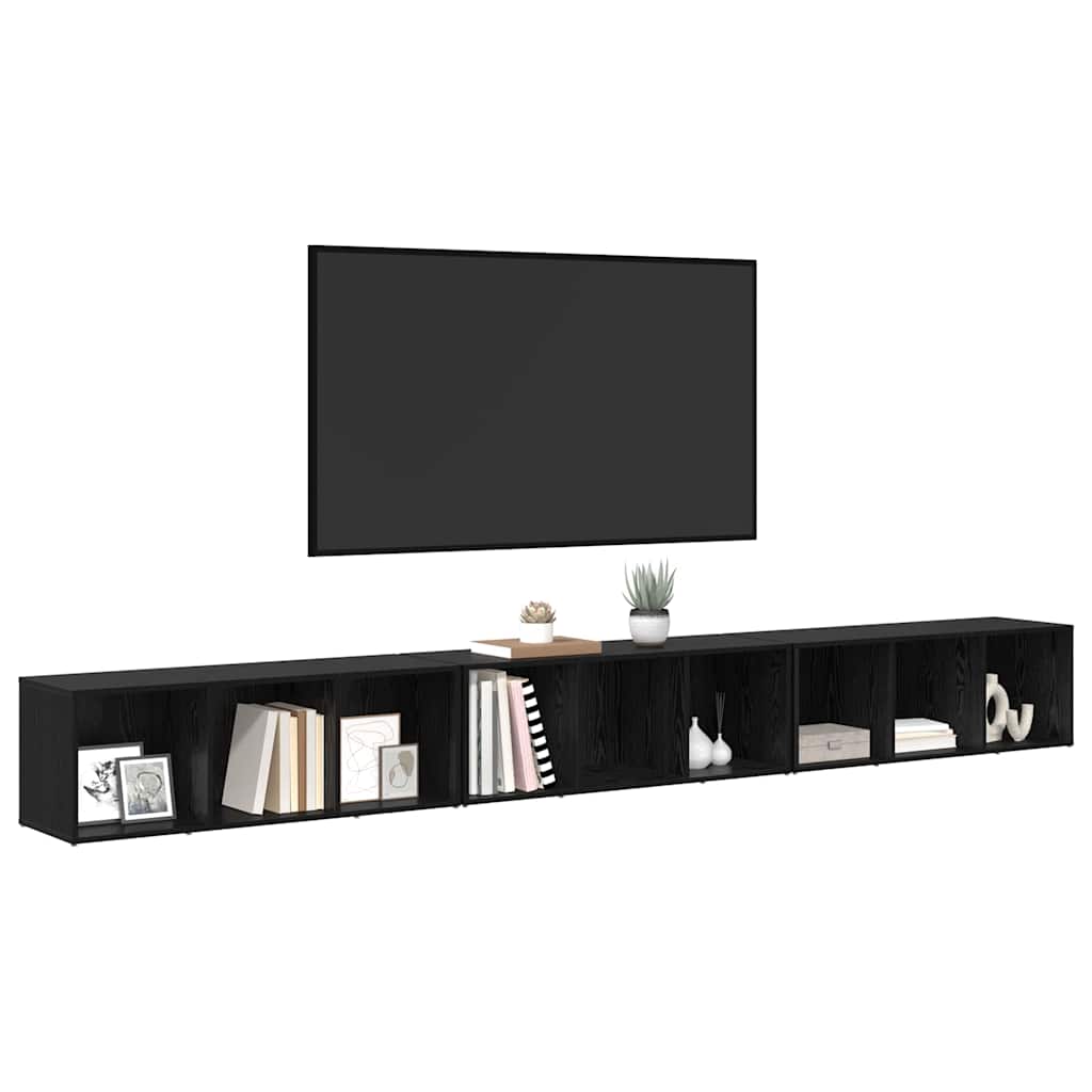 Set mobile TV 3 pz-Set di 3 Credenza per TV Rovere Nero 37 x 35 x 107,5 cm