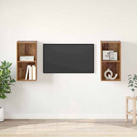 Set mobile TV 2 pz-Set di 2 Credenza per TV Legno vecchio 37 x 37 x 72 cm