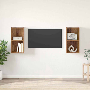 Set mobile TV 2 pz-Set di 2 Credenza per TV Legno vecchio 37 x 37 x 72 cm