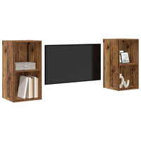 Set mobile TV 2 pz-Set di 2 Credenza per TV Legno vecchio 37 x 37 x 72 cm