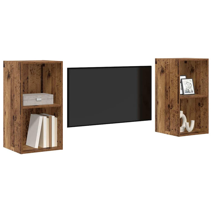 Set mobile TV 2 pz-Set di 2 Credenza per TV Legno vecchio 37 x 37 x 72 cm