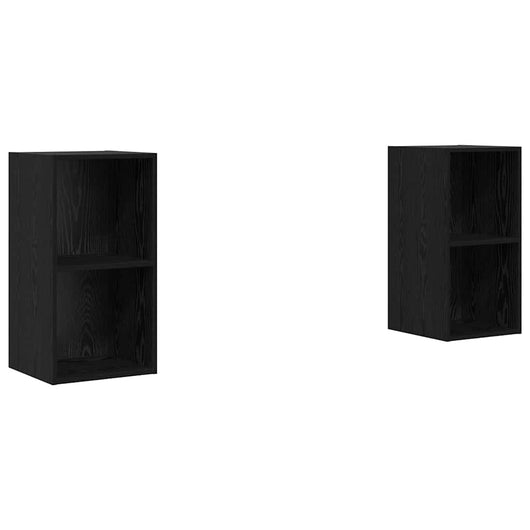 Set mobile TV 2 pz-Set di 2 Credenza per TV Rovere Nero 37 x 37 x 72 cm