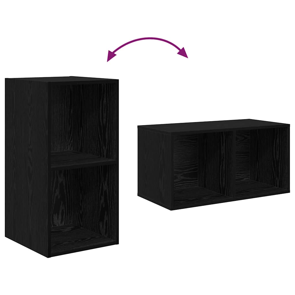 Set mobile TV 2 pz-Set di 2 Credenza per TV Rovere Nero 37 x 37 x 72 cm