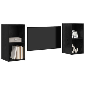 Set mobile TV 2 pz-Set di 2 Credenza per TV Rovere Nero 37 x 37 x 72 cm