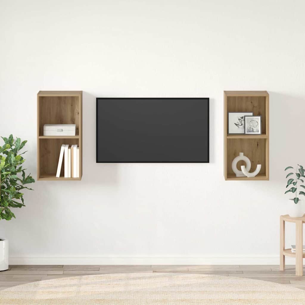 Set mobile TV 2 pz-Set di 2 Credenza per TV Rovere artigianale 37 x 37 x 72 cm