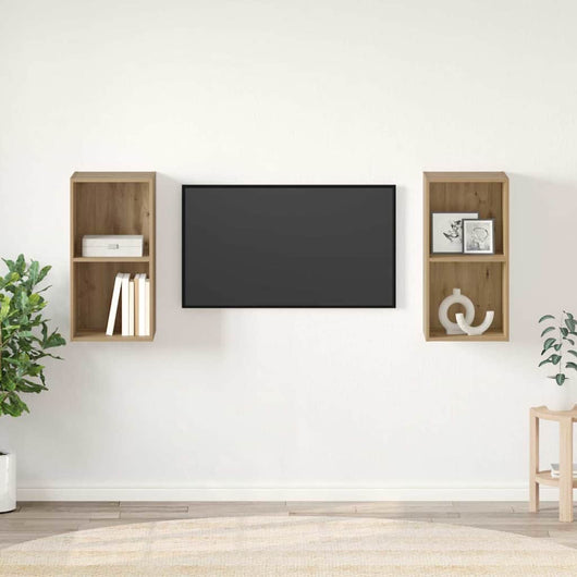 Set mobile TV 2 pz-Set di 2 Credenza per TV Rovere artigianale 37 x 37 x 72 cm