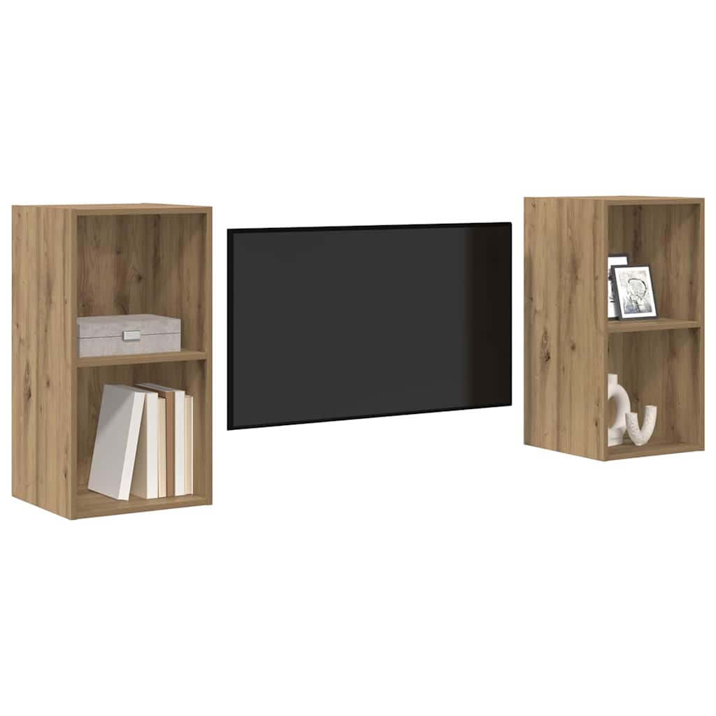 Set mobile TV 2 pz-Set di 2 Credenza per TV Rovere artigianale 37 x 37 x 72 cm