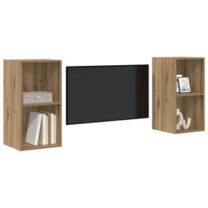 Set mobile TV 2 pz-Set di 2 Credenza per TV Rovere artigianale 37 x 37 x 72 cm