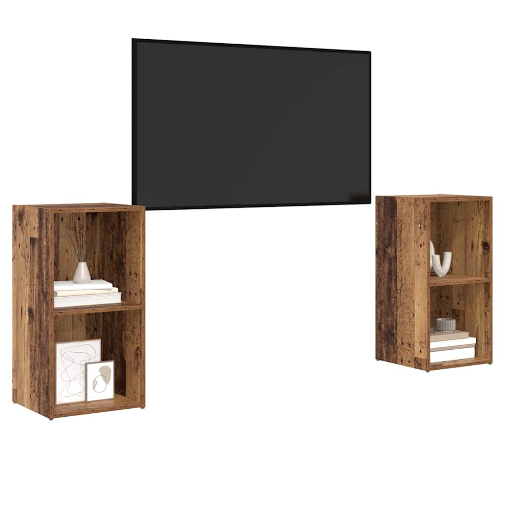 Set mobile TV 2 pz-Set di 2 Credenza per TV Legno vecchio 72 x 35 x 36,5 cm