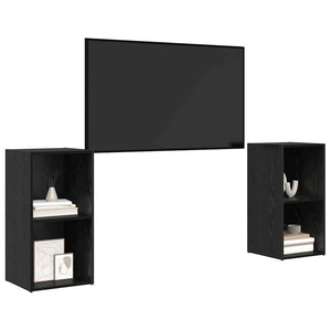 Set mobile TV 2 pz-Set di 2 Credenza per TV Rovere Nero 72 x 35 x 36,5 cm