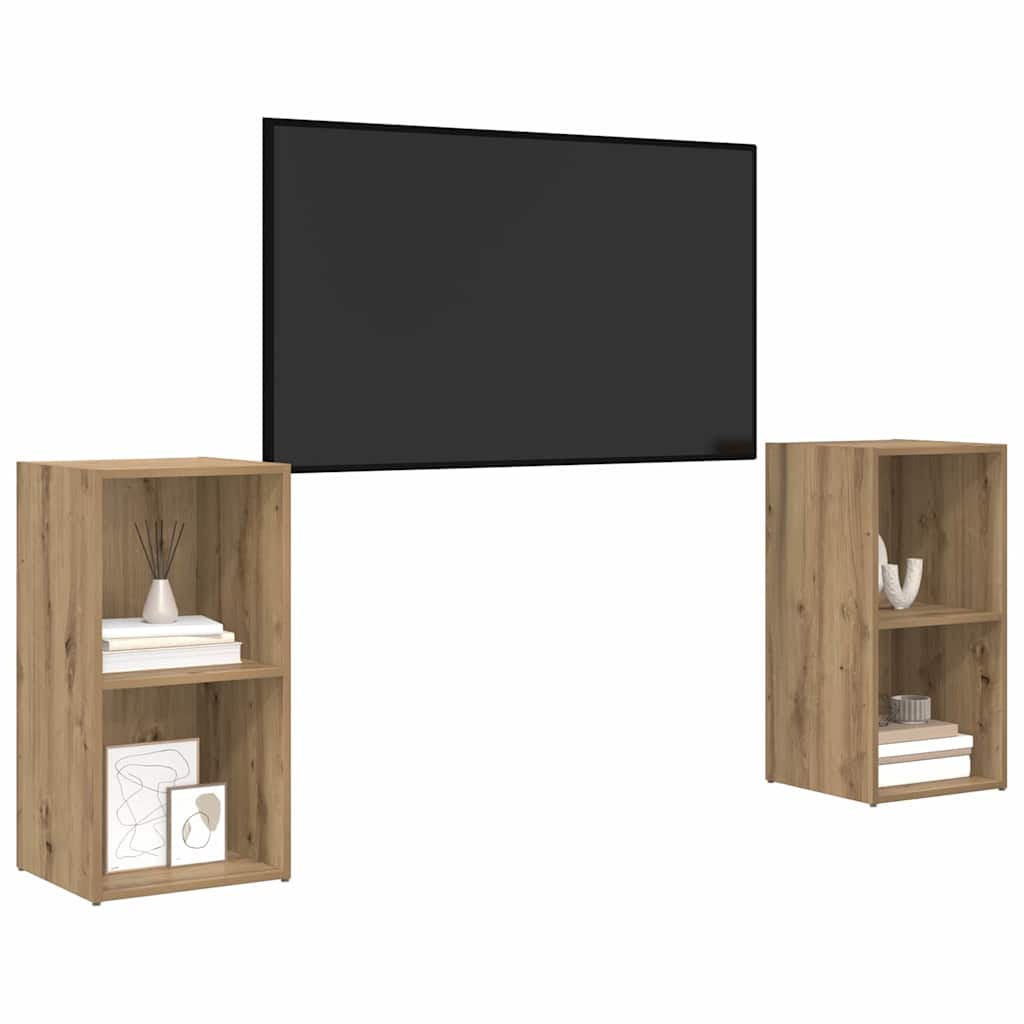 Set mobile TV 2 pz-Set di 2 Credenza per TV Rovere artigianale 72 x 35 x 36,5 cm
