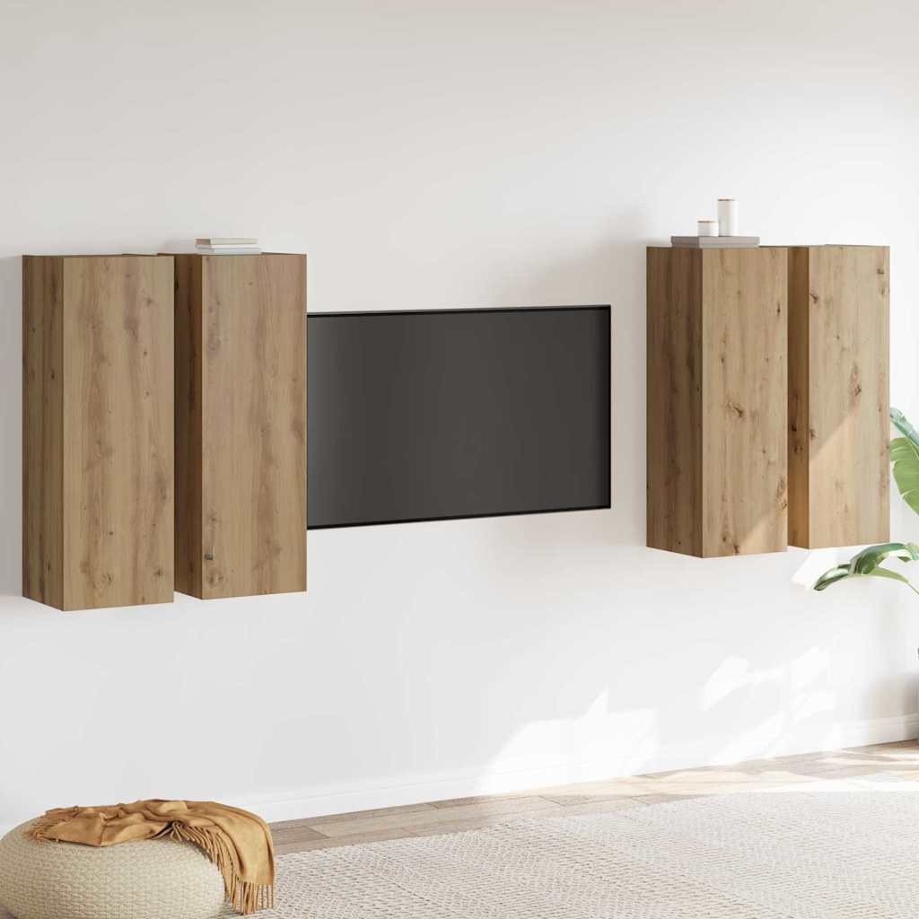 vidaXL Set di Mobile per TV 4 pcs rovere artigianale 30.5 x 30 x 90 cm
