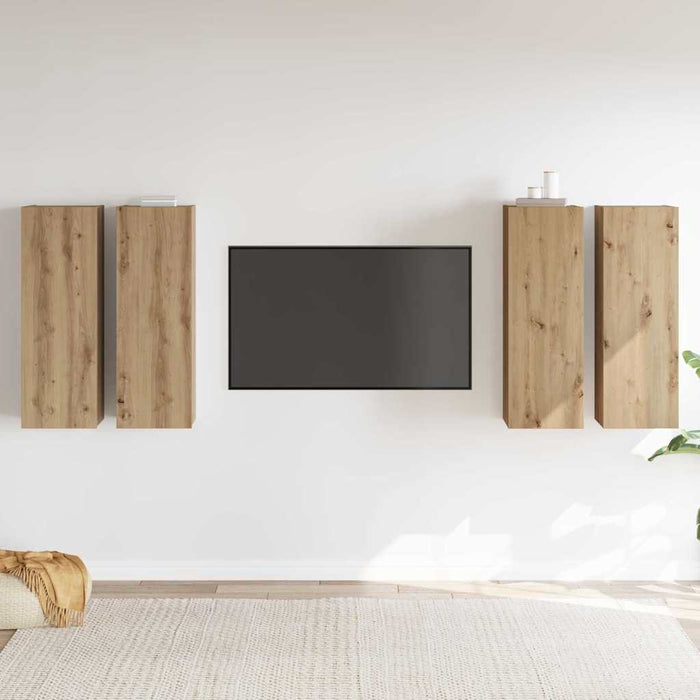 vidaXL Set di Mobile per TV 4 pcs rovere artigianale 30.5 x 30 x 90 cm