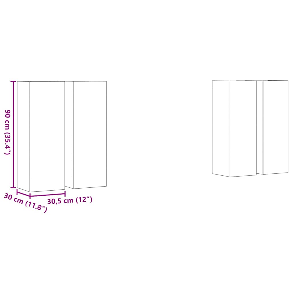 vidaXL Set di Mobile per TV 4 pcs rovere artigianale 30.5 x 30 x 90 cm