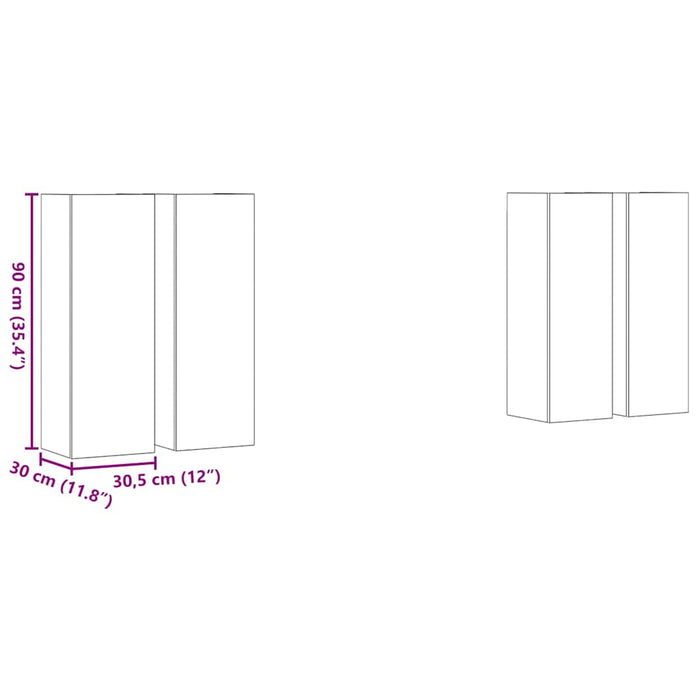 vidaXL Set di Mobile per TV 4 pcs rovere artigianale 30.5 x 30 x 90 cm