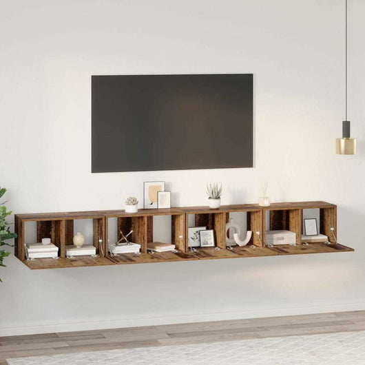 Set mobile TV 4 pz-Set di 4 Credenza per TV Legno vecchio 60 x 30 x 30 cm