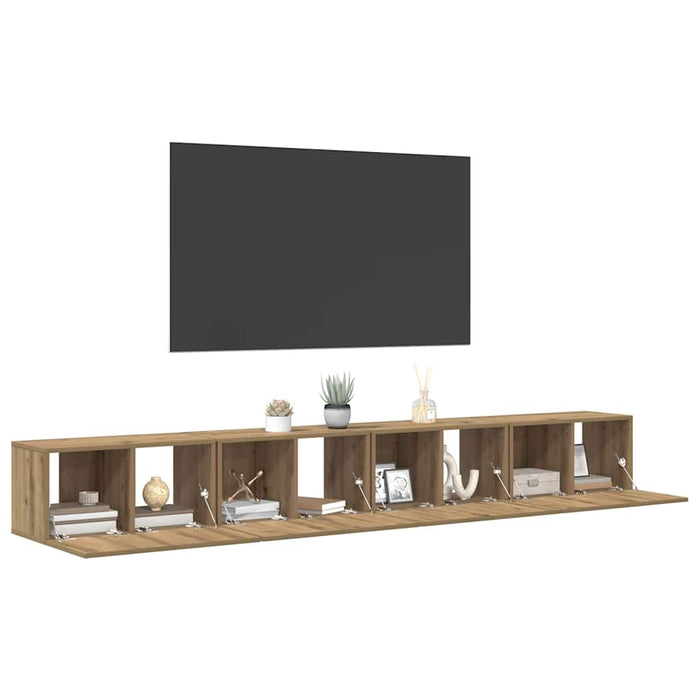 Set mobile TV 4 pz-Set di 4 Credenza per TV Rovere artigianale 60 x 30 x 30 cm