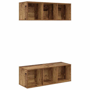 Set mobile TV 2 pz-Set di 2 Credenza per TV Legno vecchio 37 x 37 x 107 cm