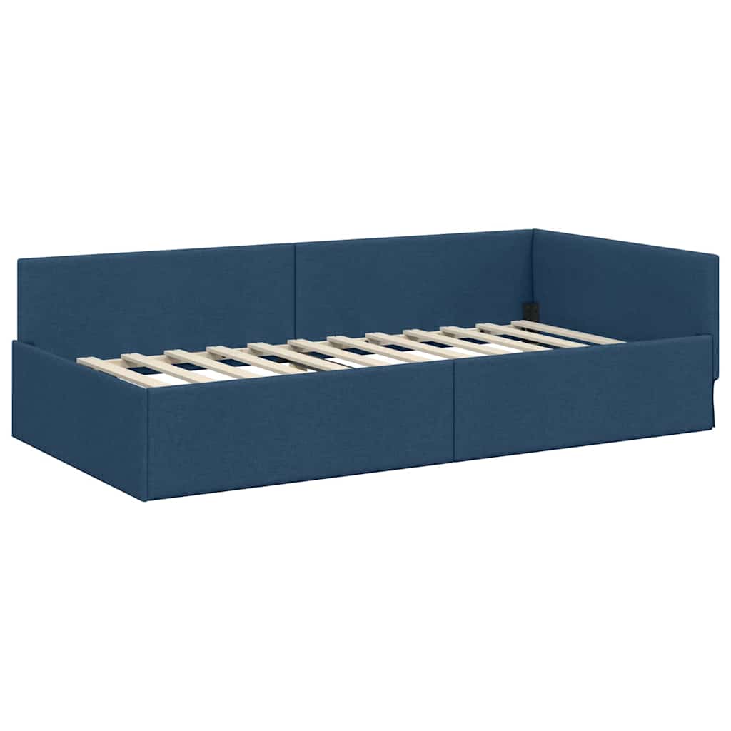 vidaXL Cornice del letto ad angolo con testiera Blu 80 x 200 cm