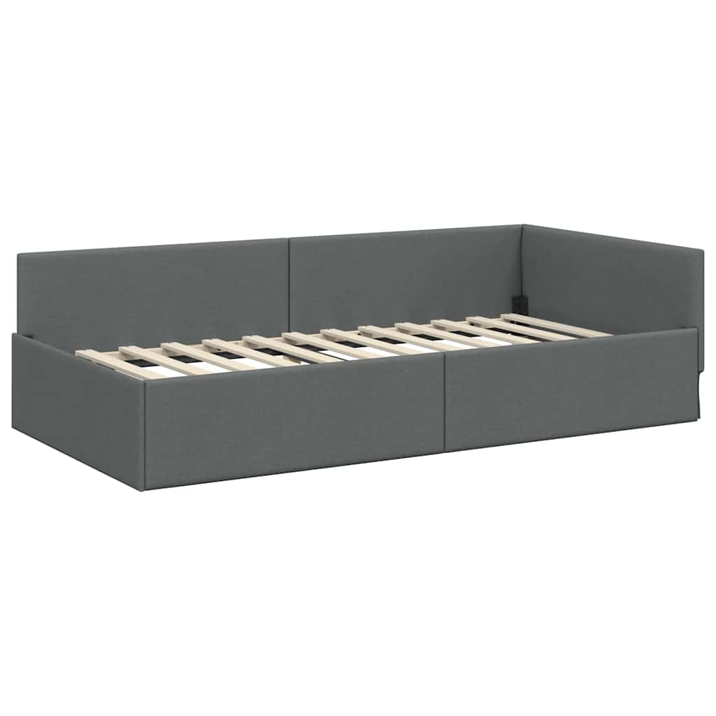 vidaXL Cornice del letto ad angolo Grigio scuro 90 x 190 cm