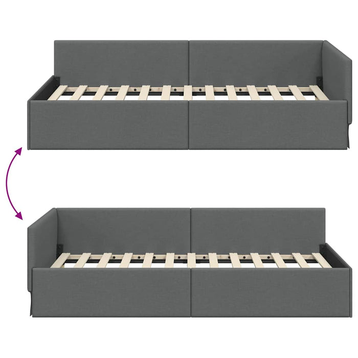 vidaXL Cornice del letto ad angolo Grigio scuro 90 x 190 cm