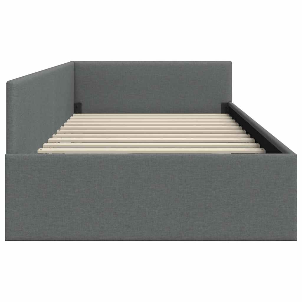 Cornice del letto ad angolo Grigio scuro 90 cm x 190 cm Velluto 42016036