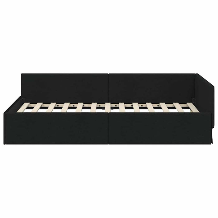 vidaXL Cornice del letto ad angolo con testiera Nero 90 x 190 cm