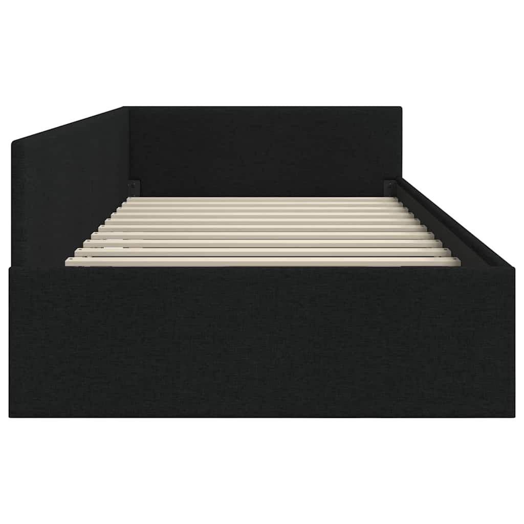 vidaXL Cornice del letto ad angolo con testiera Nero 90 x 190 cm