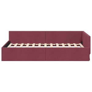 vidaXL Cornice del letto ad angolo con testiera Rosso vino 90 x 190 cm