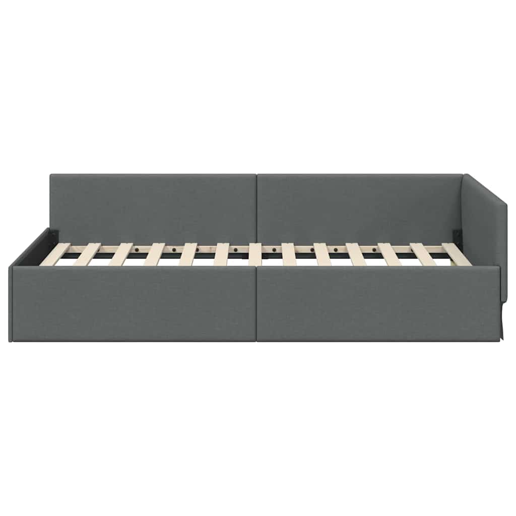 vidaXL Cornice del letto ad angolo Grigio scuro 90 x 200 cm