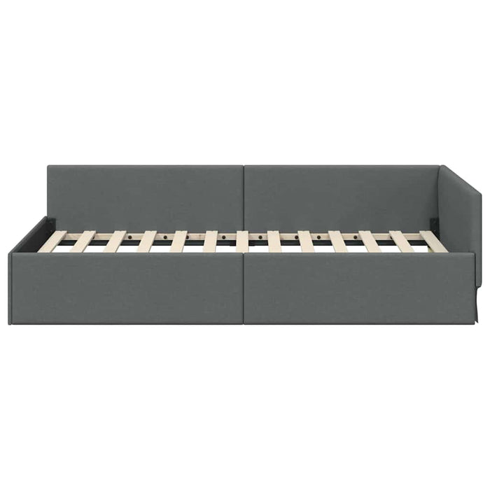 vidaXL Cornice del letto ad angolo Grigio scuro 90 x 200 cm