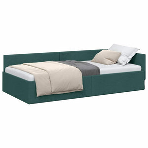 vidaXL Cornice del letto ad angolo Verde scuro 90 x 200 cm