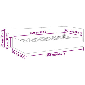 vidaXL Cornice del letto ad angolo con testiera Blu 90 x 200 cm