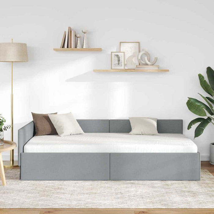 vidaXL Cornice del letto ad angolo Grigio chiaro 100 x 200 cm