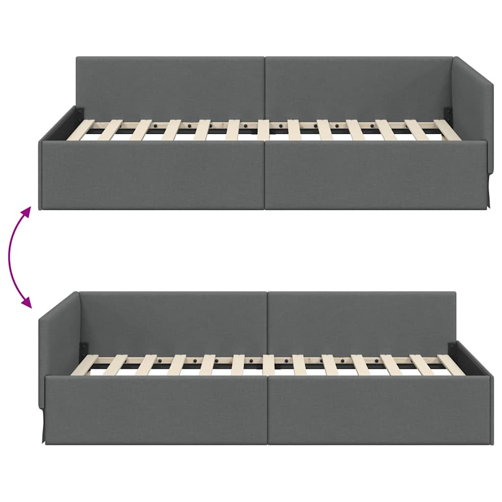 vidaXL Cornice del letto ad angolo Grigio scuro 100 x 200 cm