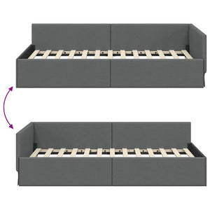 vidaXL Cornice del letto ad angolo Grigio scuro 100 x 200 cm