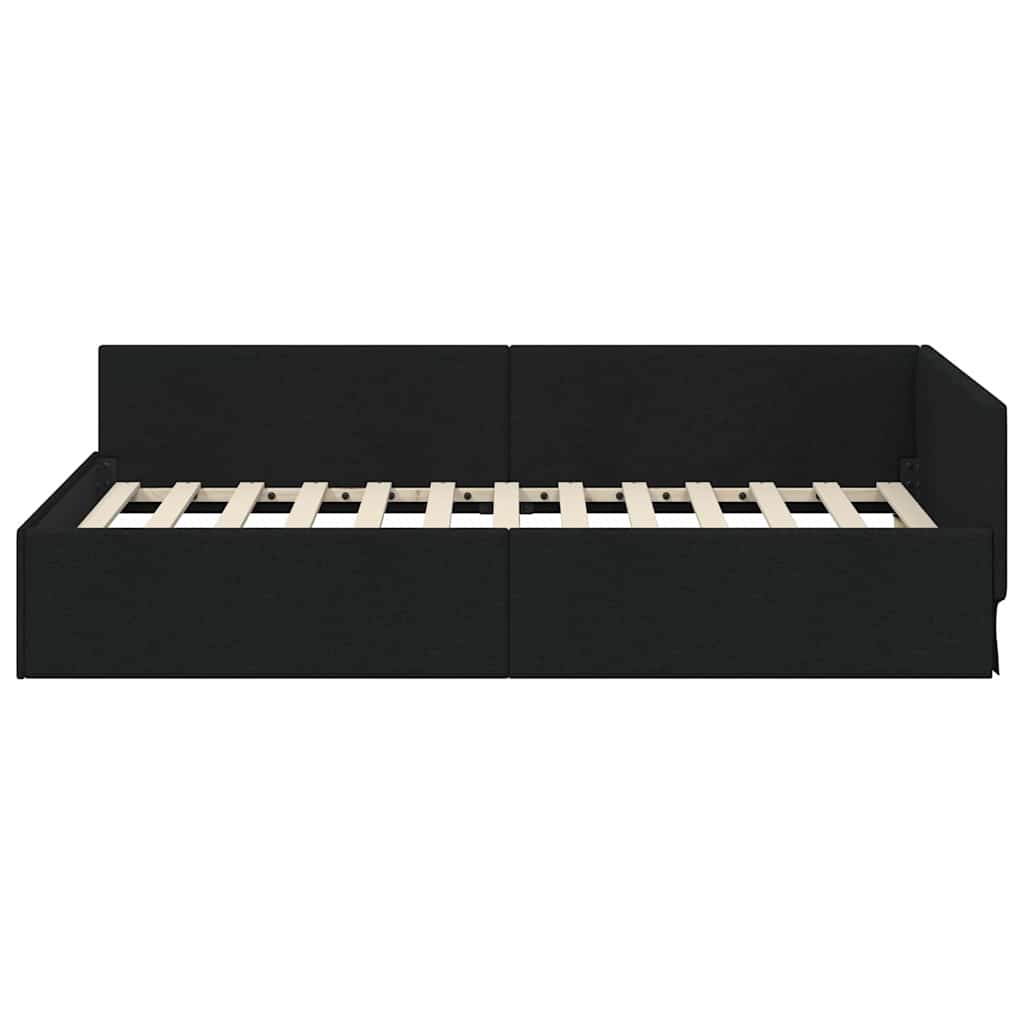 vidaXL Cornice del letto ad angolo con testiera Nero 100 x 200 cm