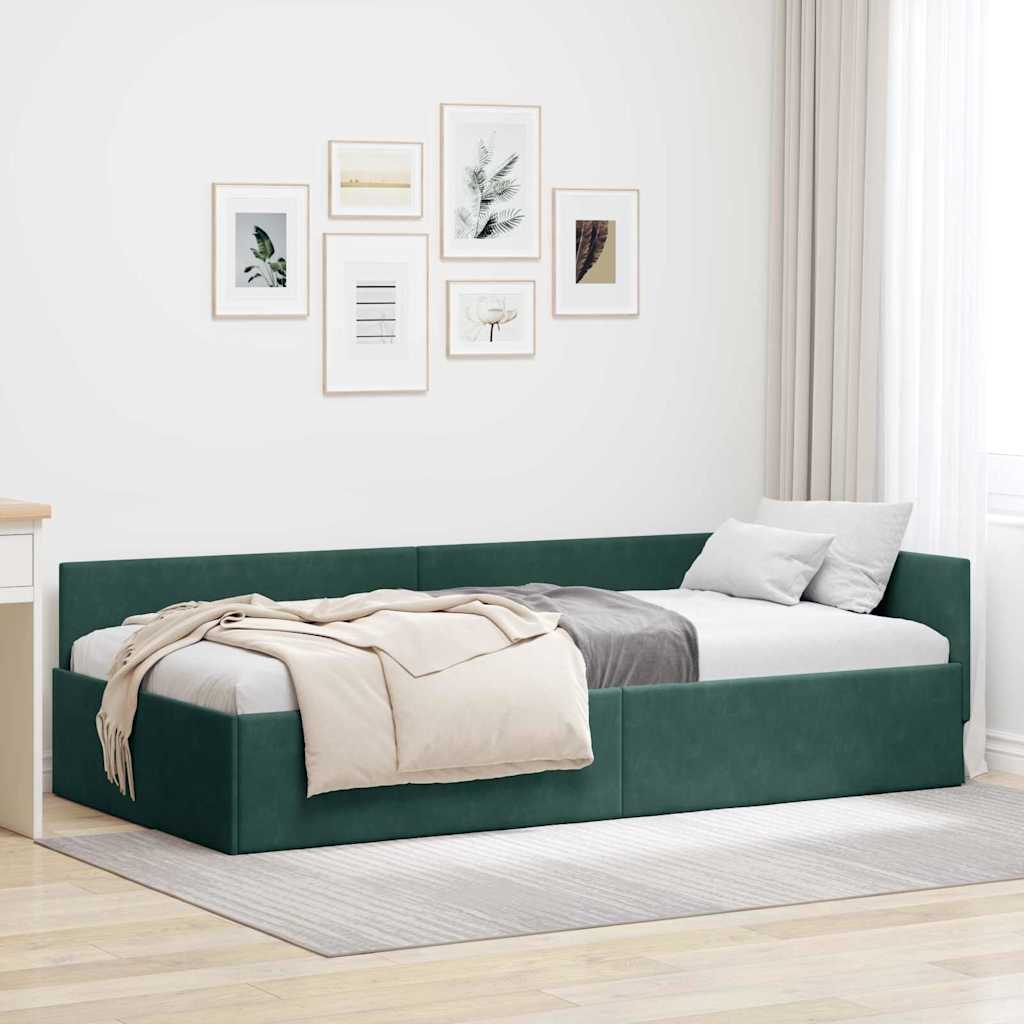 vidaXL Cornice del letto ad angolo Altro Verde scuro 80 x 200 cm
