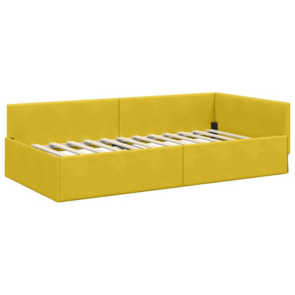 Cornice del letto ad angolo Giallo 80 cm x 200 cm Velluto 42016067
