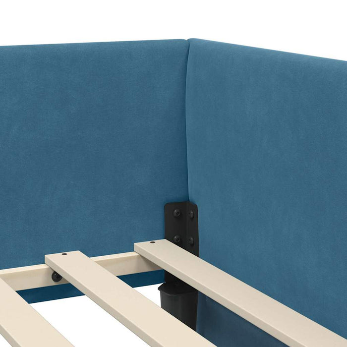 vidaXL Cornice del letto ad angolo Altro con testiera Blu 90 x 190 cm