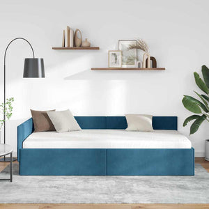 vidaXL Cornice del letto ad angolo Altro con testiera Blu 90 x 190 cm