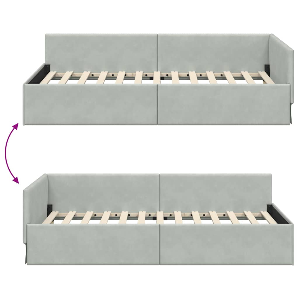 vidaXL Cornice del letto ad angolo Altro Grigio chiaro 90 x 190 cm