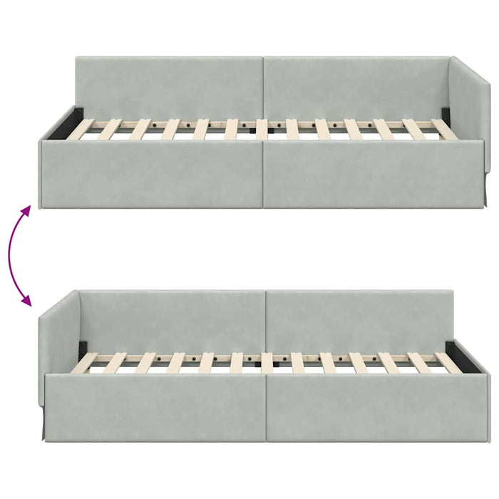 vidaXL Cornice del letto ad angolo Altro Grigio chiaro 90 x 190 cm