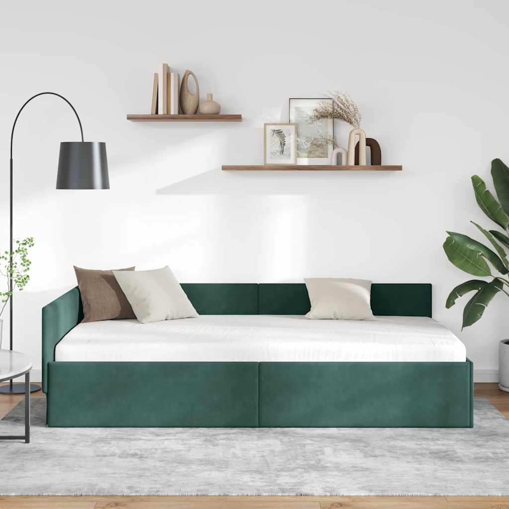 vidaXL Cornice del letto ad angolo Altro Verde scuro 90 x 190 cm