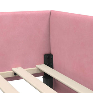 vidaXL Cornice del letto ad angolo Altro con testiera Rosa 90 x 190 cm