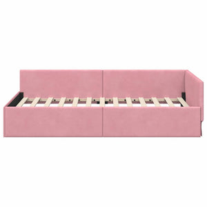 vidaXL Cornice del letto ad angolo Altro con testiera Rosa 90 x 190 cm