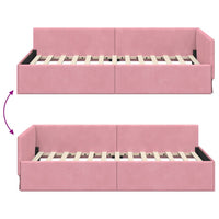 vidaXL Cornice del letto ad angolo Altro con testiera Rosa 90 x 190 cm