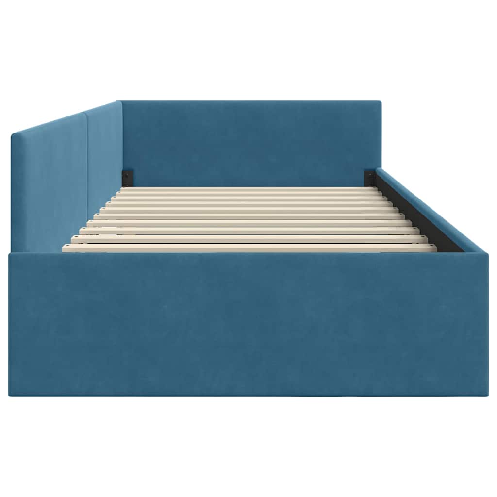 vidaXL Cornice del letto ad angolo Altro con testiera Blu 90 x 200 cm