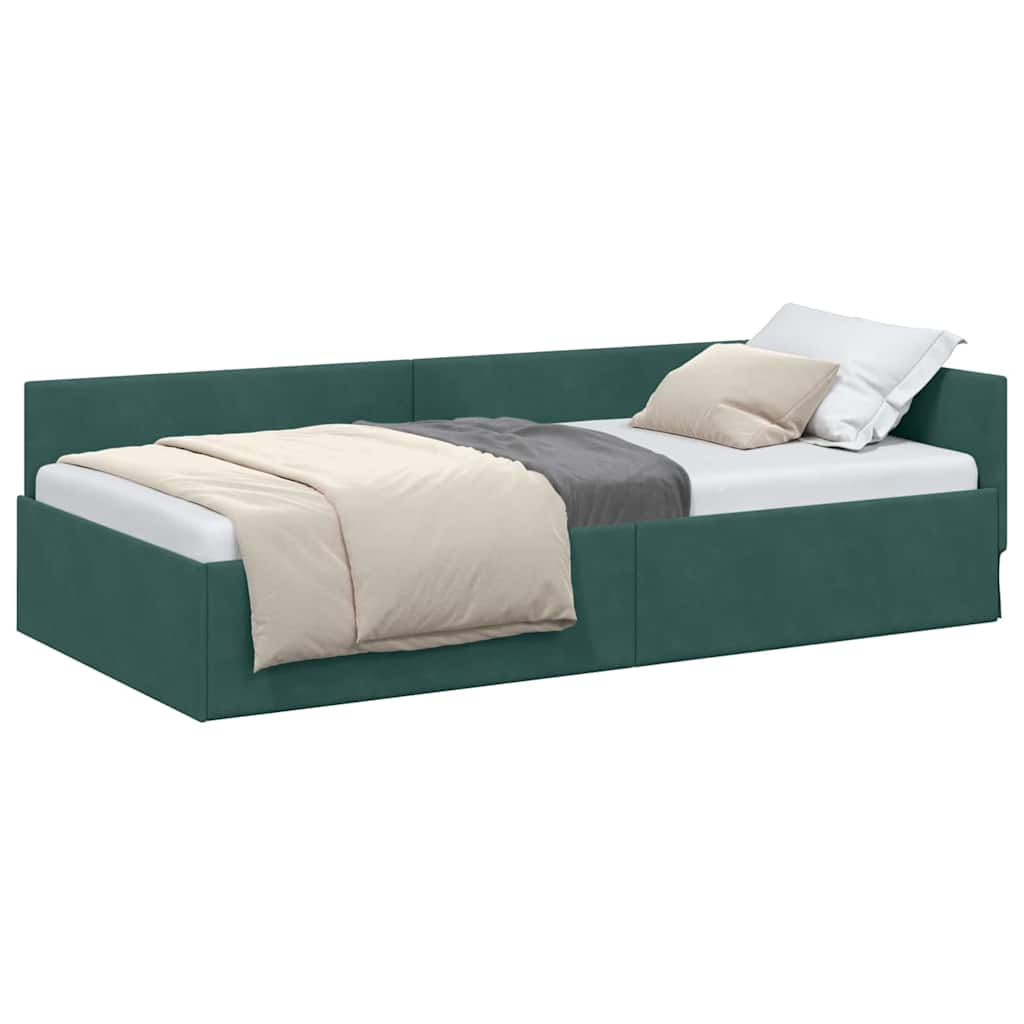 vidaXL Cornice del letto ad angolo Altro Verde scuro 90 x 200 cm