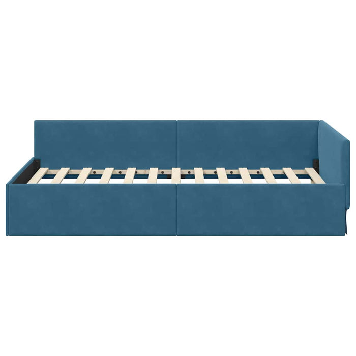 vidaXL Cornice del letto ad angolo Altro con testiera Blu 100 x 200 cm